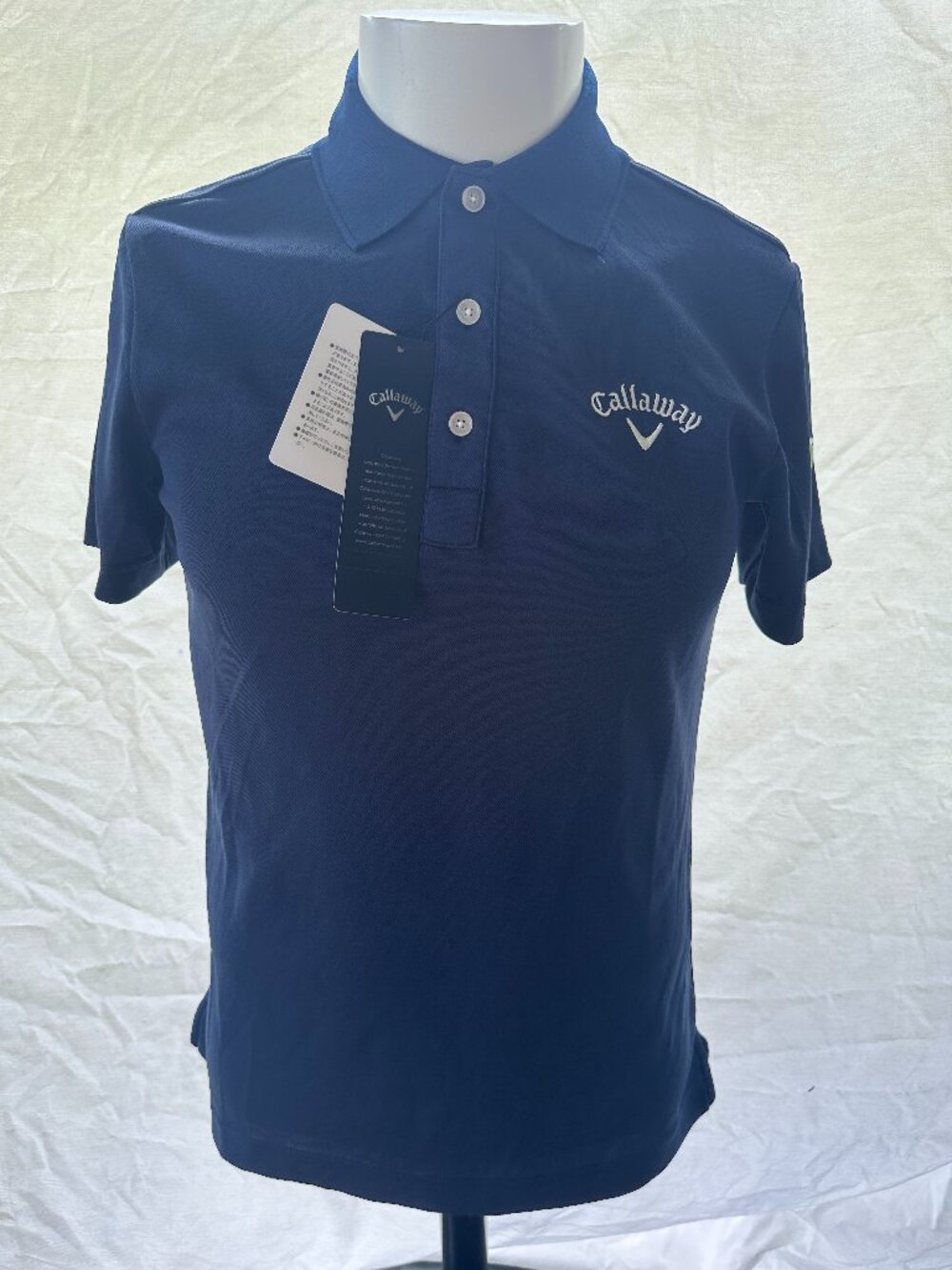 NWT Callaway Men's Blue Polyester 3 Button Golf Polo Shirt Size Medium Japan